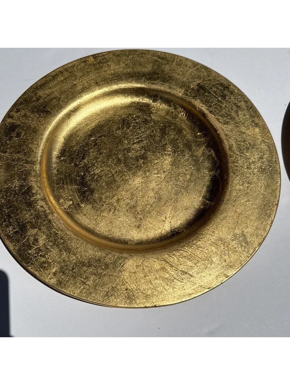 Pier 1 Imports VTG Gold Leaf Ceramic Charger Plate 13.5” Italy Set of 4 Holidays